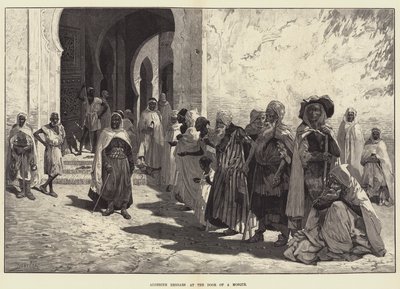 Mendigos argelinos en la puerta de una mezquita de Charles Auguste Loye